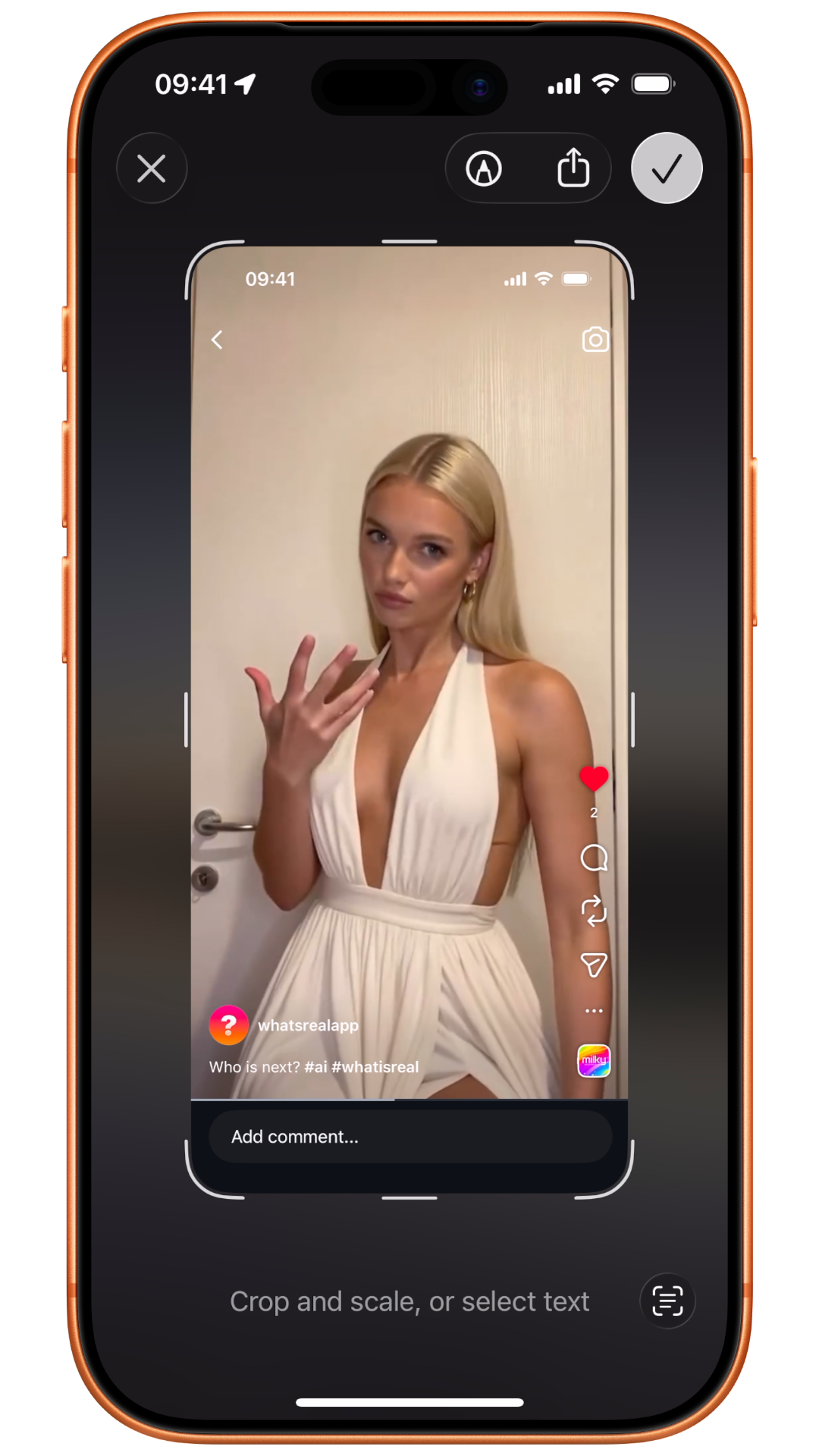 iPhone showing a screenshot being captured of a suspicious post
